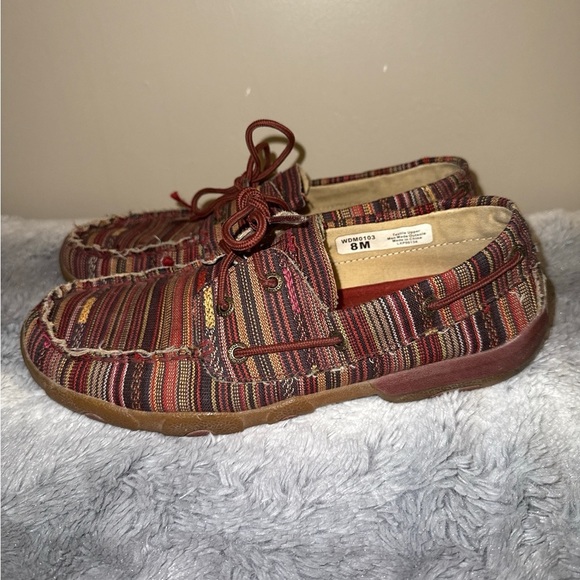 Twisted X Boots Hipster Textile Boat Shoe Non Slip Women’s 8 Driving Moccasin - Picture 1 of 7
